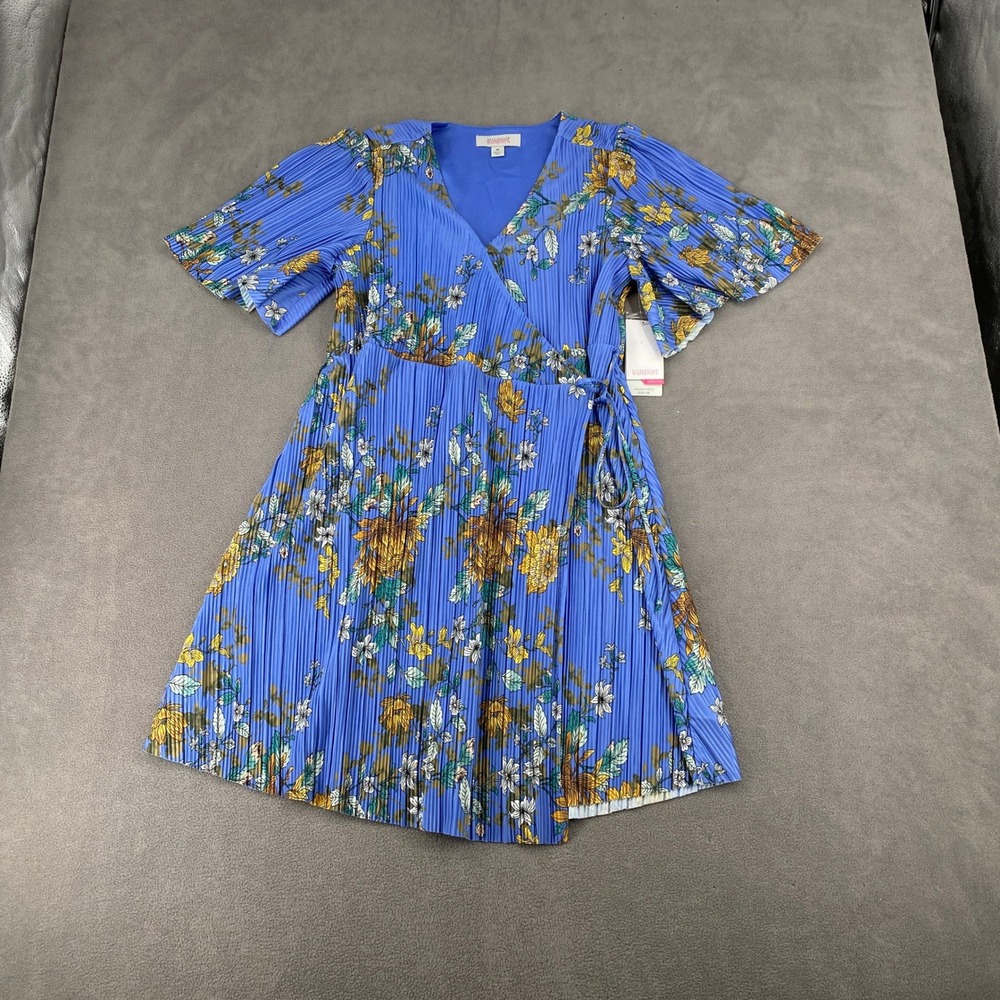 Anthropologie Maeve Blue Floral Pleated Midi Skirt Elastic Waist Size S